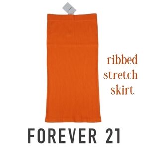 NWT Forever 21 Ribbed Stretch Orange Skirt, Size S-M